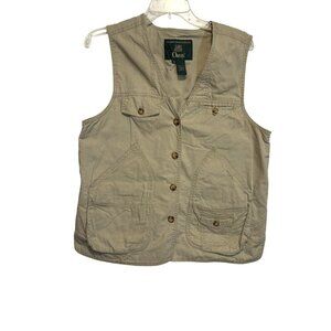 Vintage Orvis Mens Quilted Back Button-Up Fishing Sports Vest Khaki Tan Size M